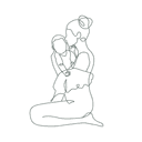 Momera line art — mother and child